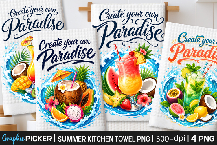 Summer Kitchen Towel Sublimation, Trendy Summer PNG, Summer