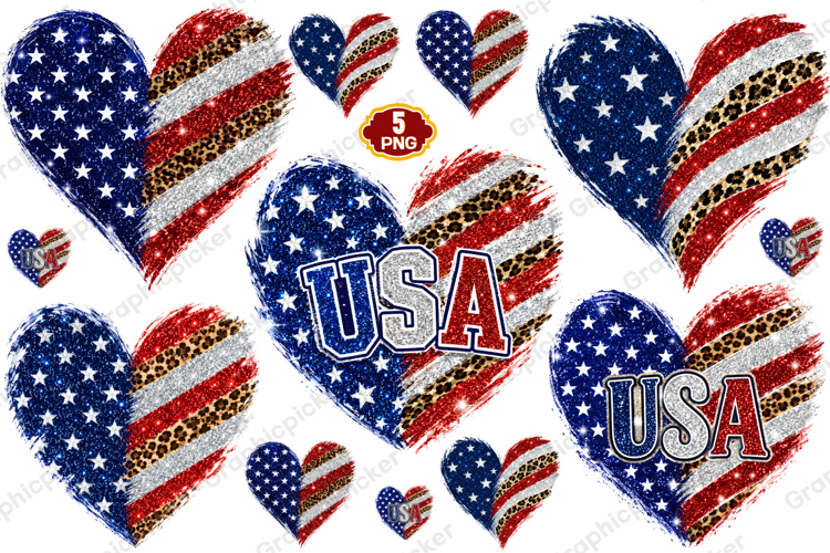 USA Flag Heart 4th of July Heart PNG, 4th Of July Heart PNG