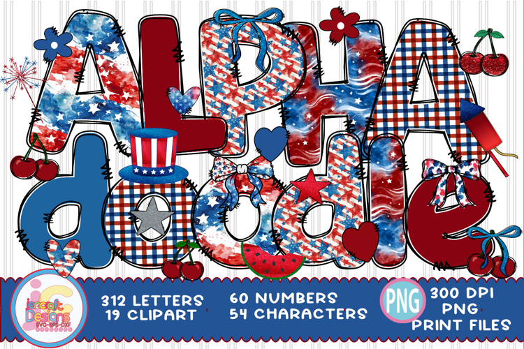 4th of July Alphabet PNG Bundle | Patriotic Sublimation png