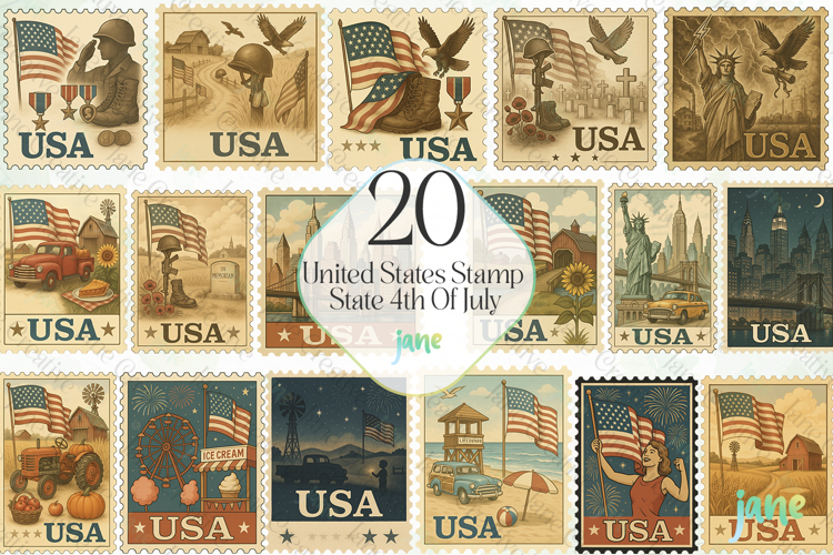 United States Stamp State 4th Of July